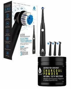 Pursonic USB Rechargable Toothbrush, 3 Brush Heads & Teeth Whitener Women