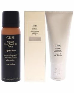 Oribe Airbrush Root Touch-Up Spray - Light Brown & Silverati Illuminating Treatment Masque Kit Women